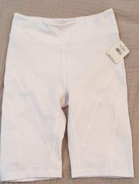 Free People White High-Waist Bike Shorts